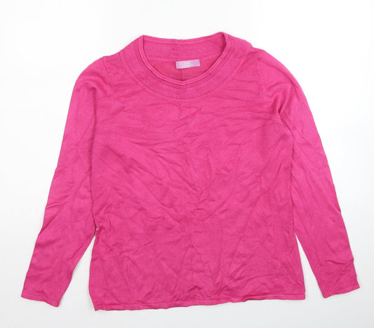 Sarah Hamilton Womens Pink Round Neck Viscose Pullover Jumper Size M