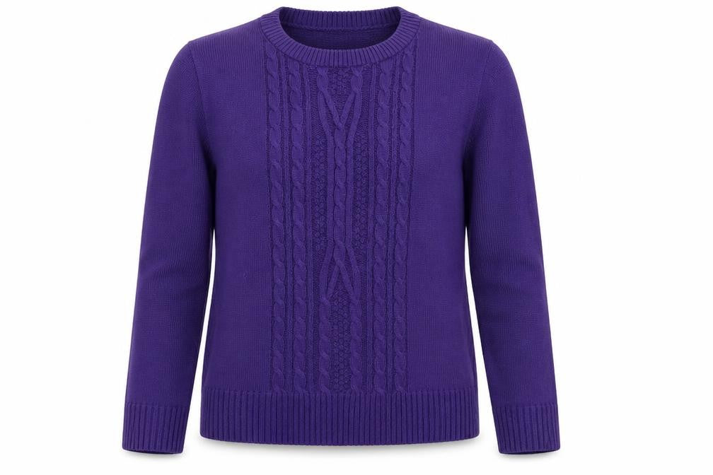 CHIC Womens Purple Round Neck Acrylic Pullover Jumper Size S - Size S/M