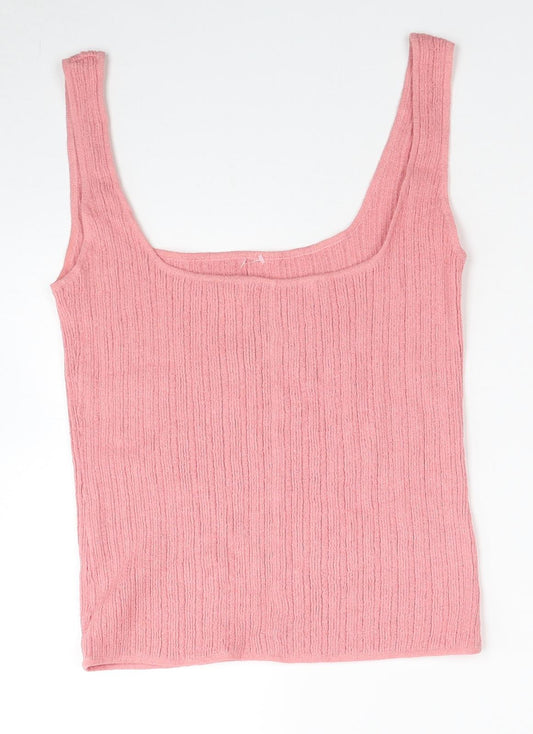 Ronit Zilkha Womens Pink Viscose Basic Tank Size M Scoop Neck