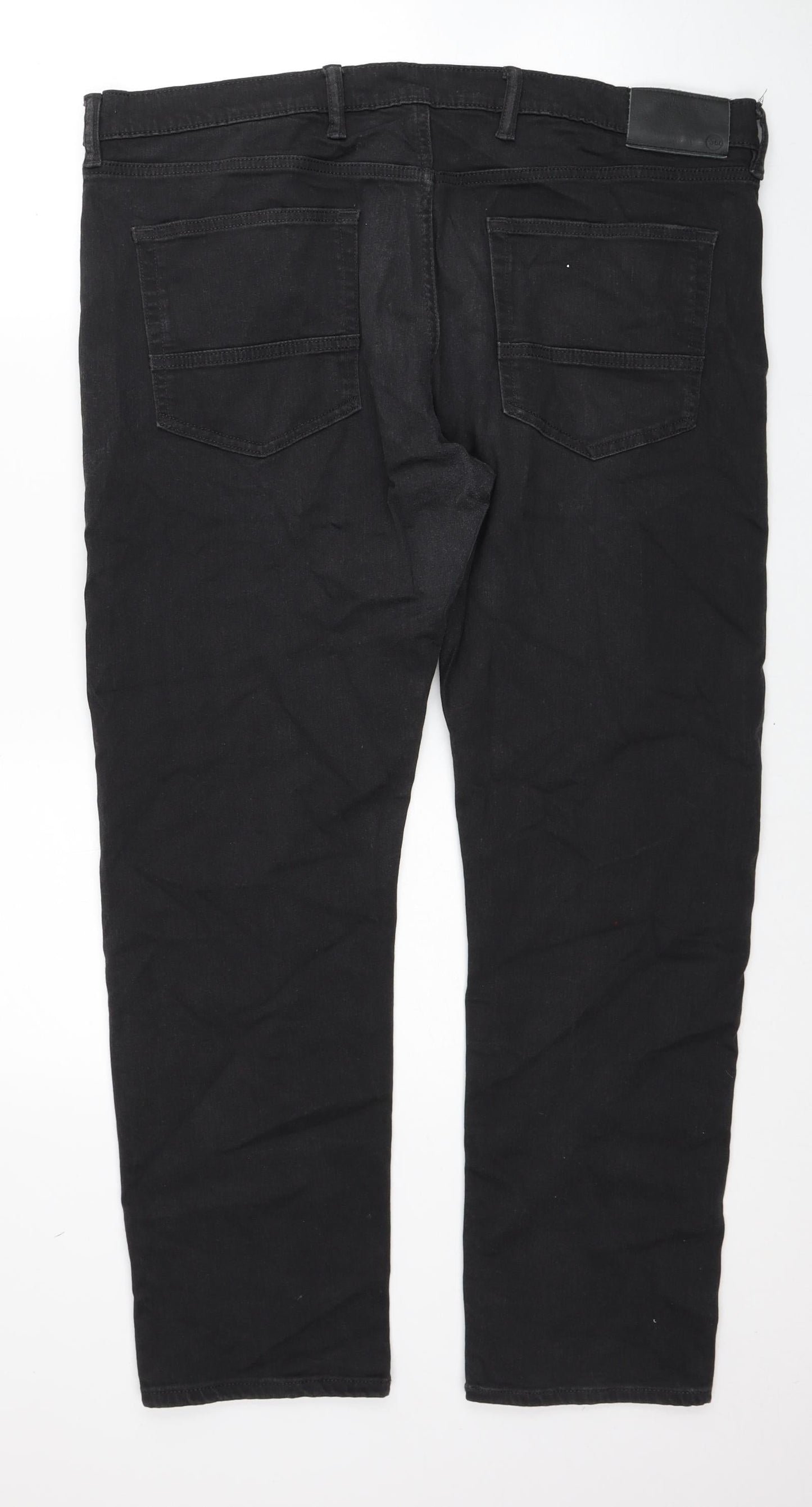 Marks and Spencer Womens Black Cotton Straight Jeans Size 40 in L29 in Regular Zip
