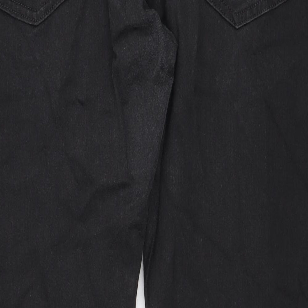 Marks and Spencer Womens Black Cotton Straight Jeans Size 40 in L29 in Regular Zip