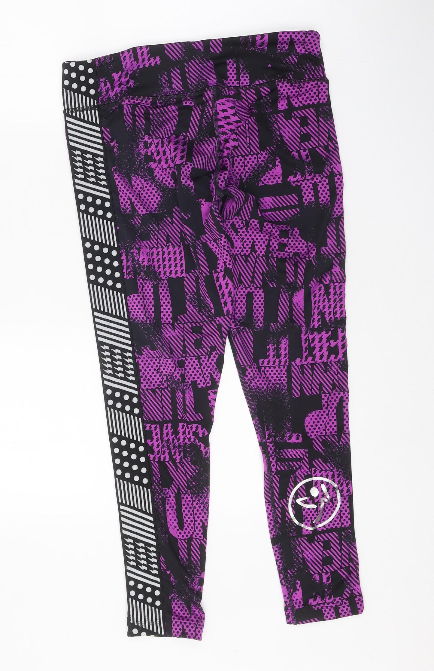 Preworn Womens Purple Geometric Polyester Compression Leggings Size 29 in Regular Pullover