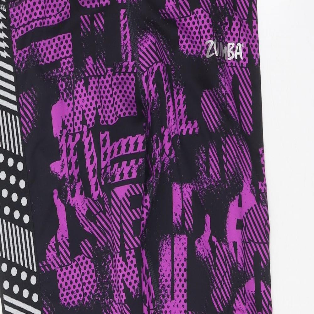 Preworn Womens Purple Geometric Polyester Compression Leggings Size 29 in Regular Pullover