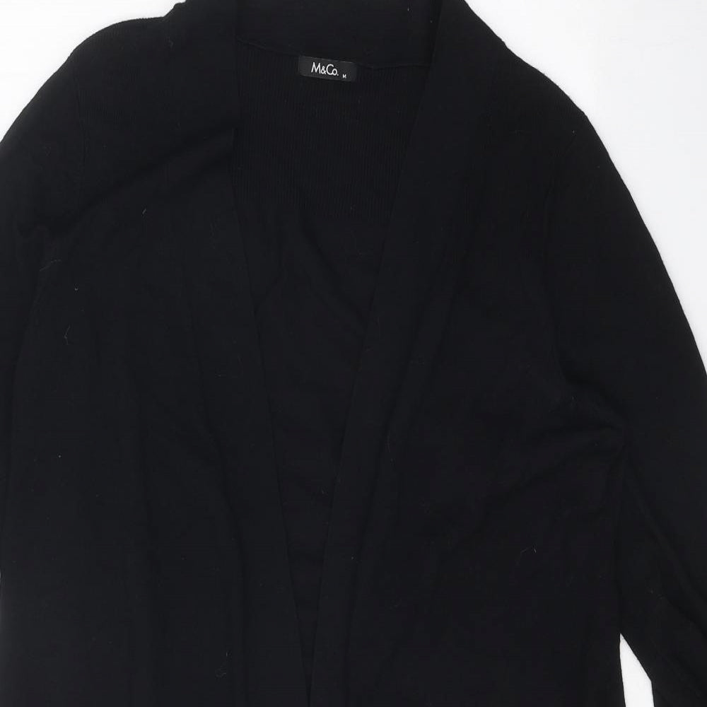 M&Co Womens Black V-Neck Viscose Cardigan Jumper Size M