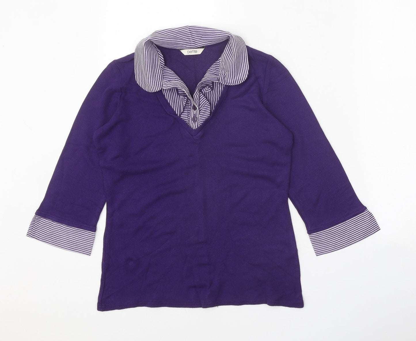 BHS Womens Purple Viscose Basic Blouse Size 12 Collared