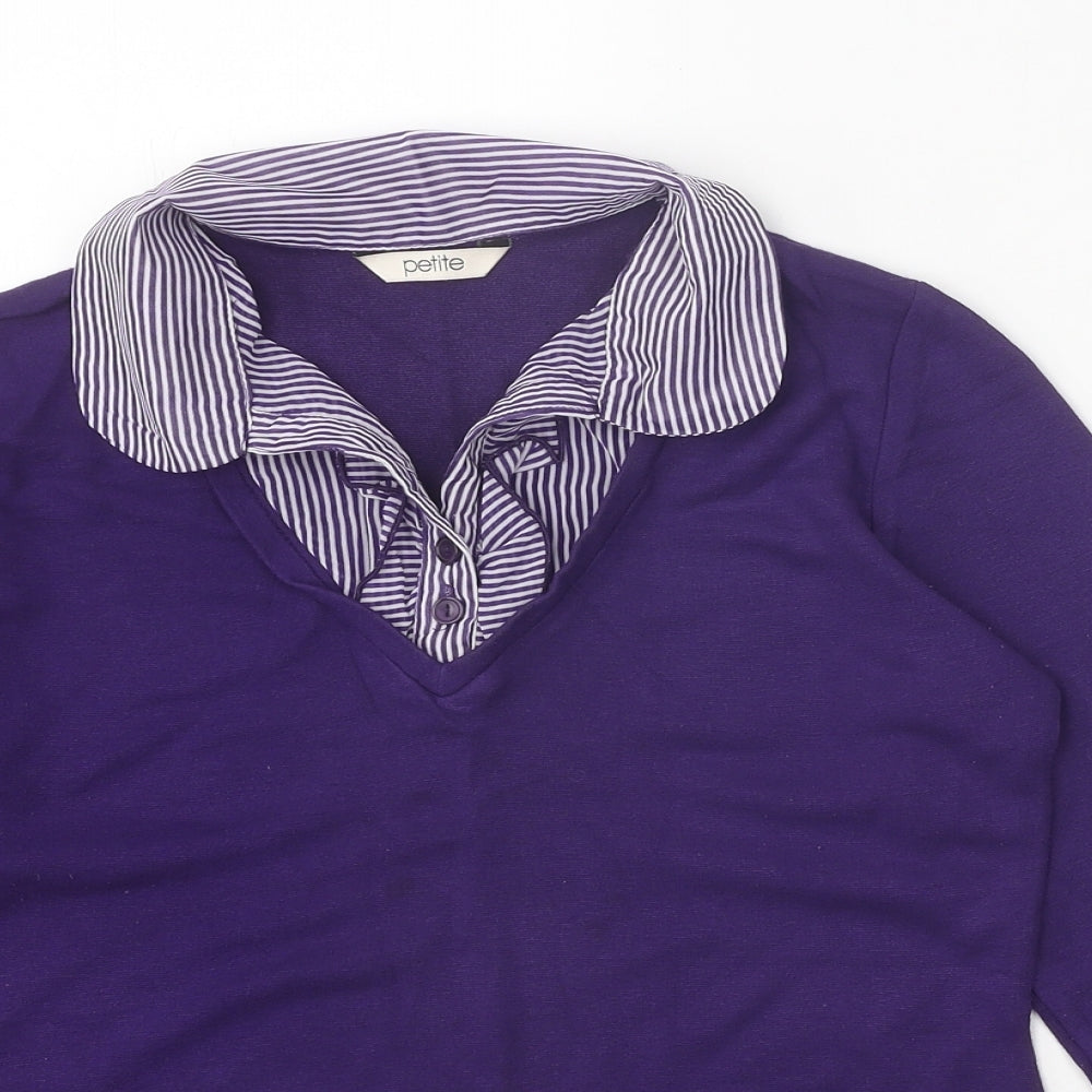 BHS Womens Purple Viscose Basic Blouse Size 12 Collared