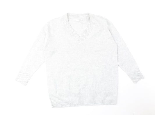 Papaya Womens Grey V-Neck Polyester Pullover Jumper Size M