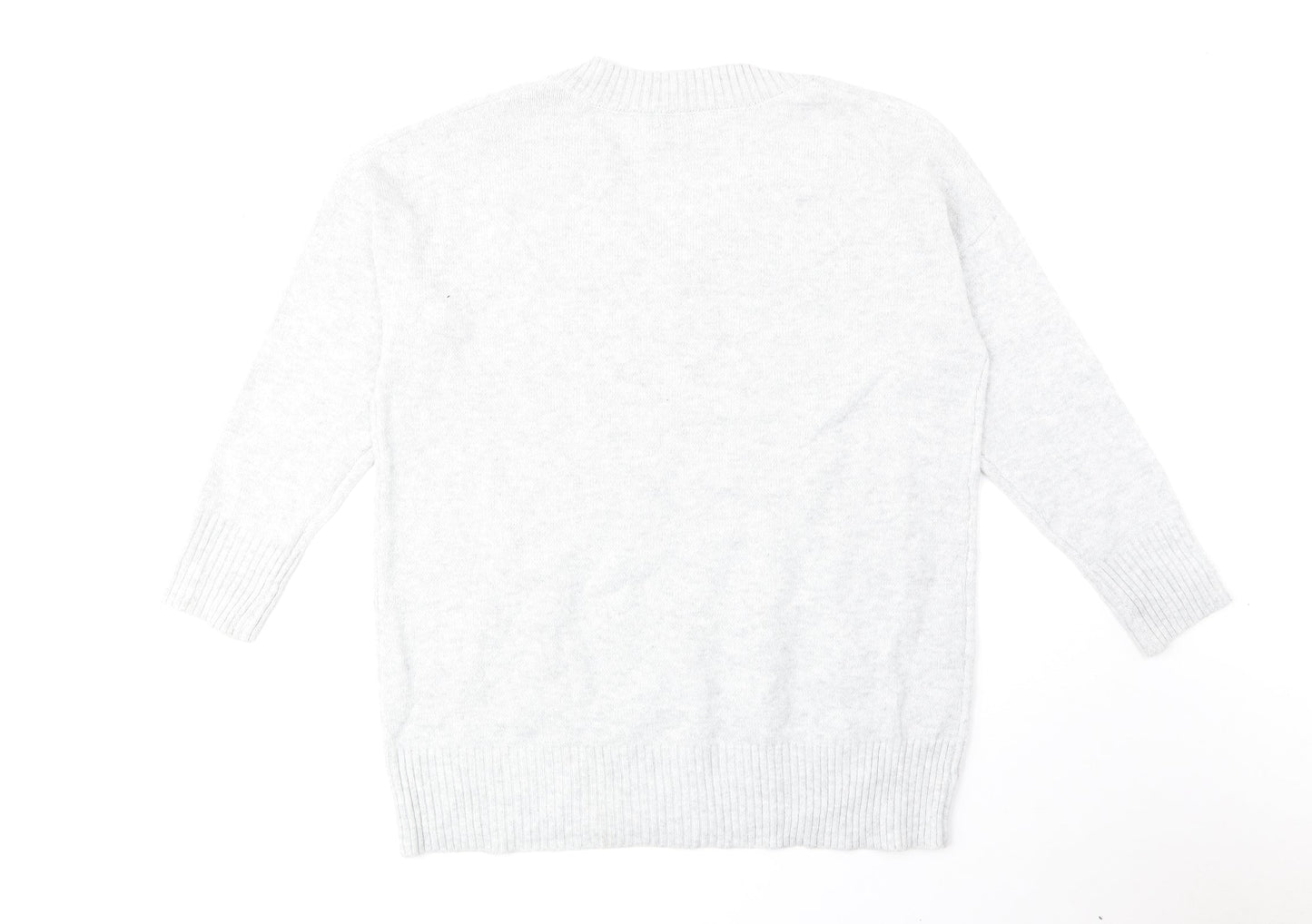 Papaya Womens Grey V-Neck Polyester Pullover Jumper Size M