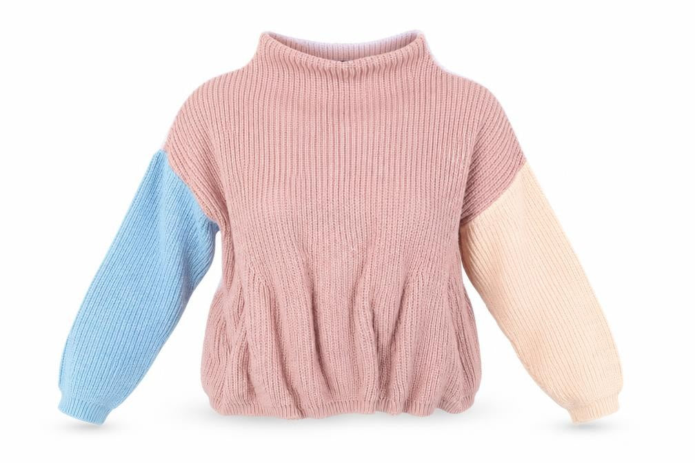 PRETTYLITTLETHING Womens Multicoloured Round Neck Geometric Acrylic Pullover Jumper Size 10 - Colourblock