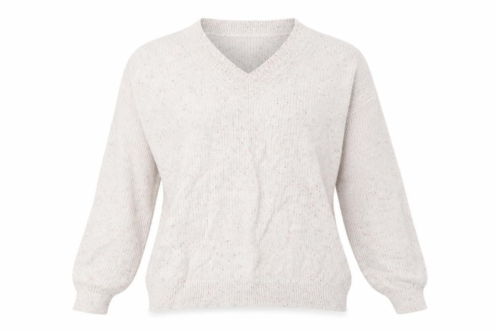 Marks & Spencer Womens Beige V-Neck Cotton Pullover Jumper Size M