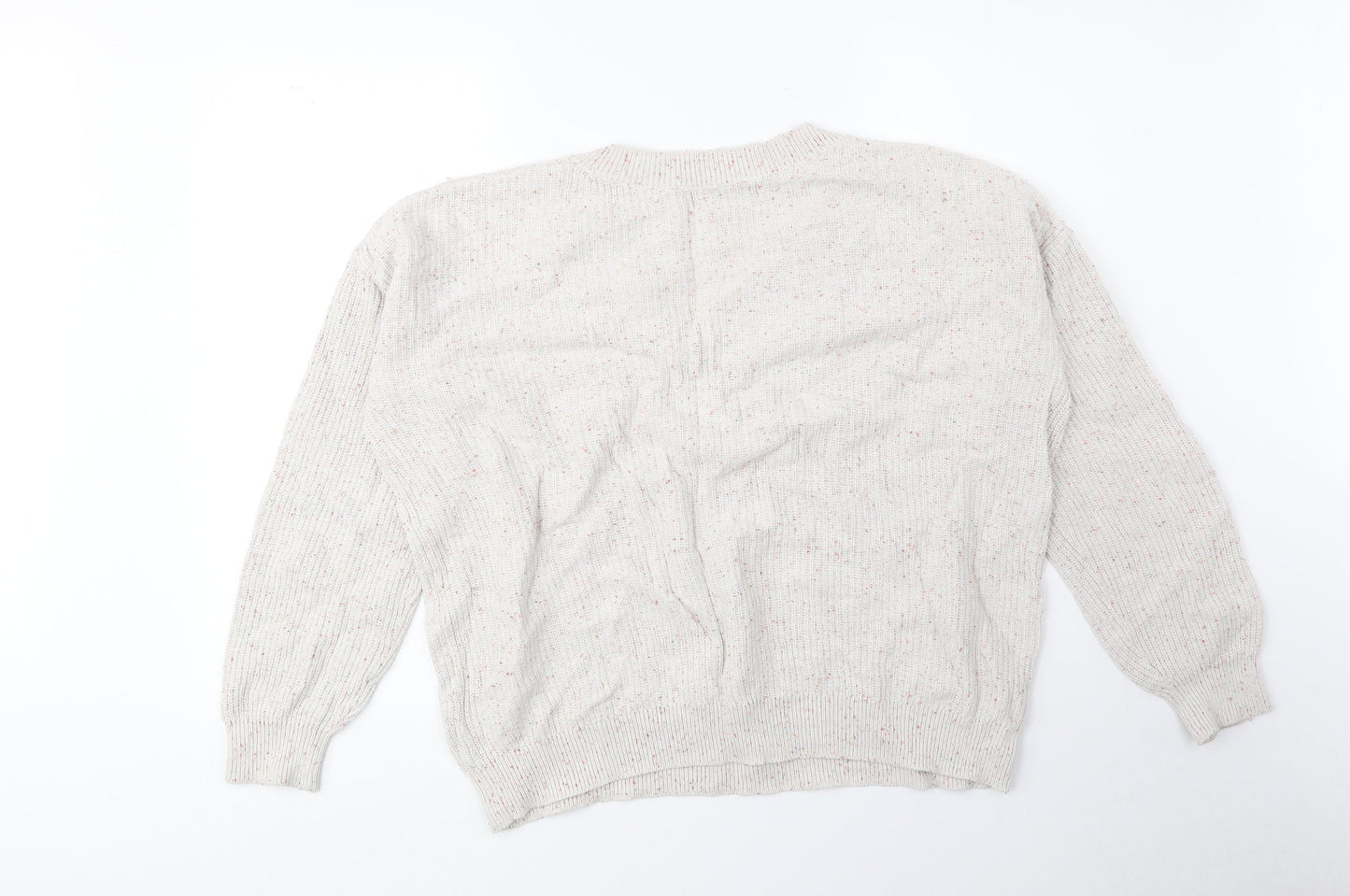 Marks and Spencer Womens Beige V-Neck Cotton Pullover Jumper Size M