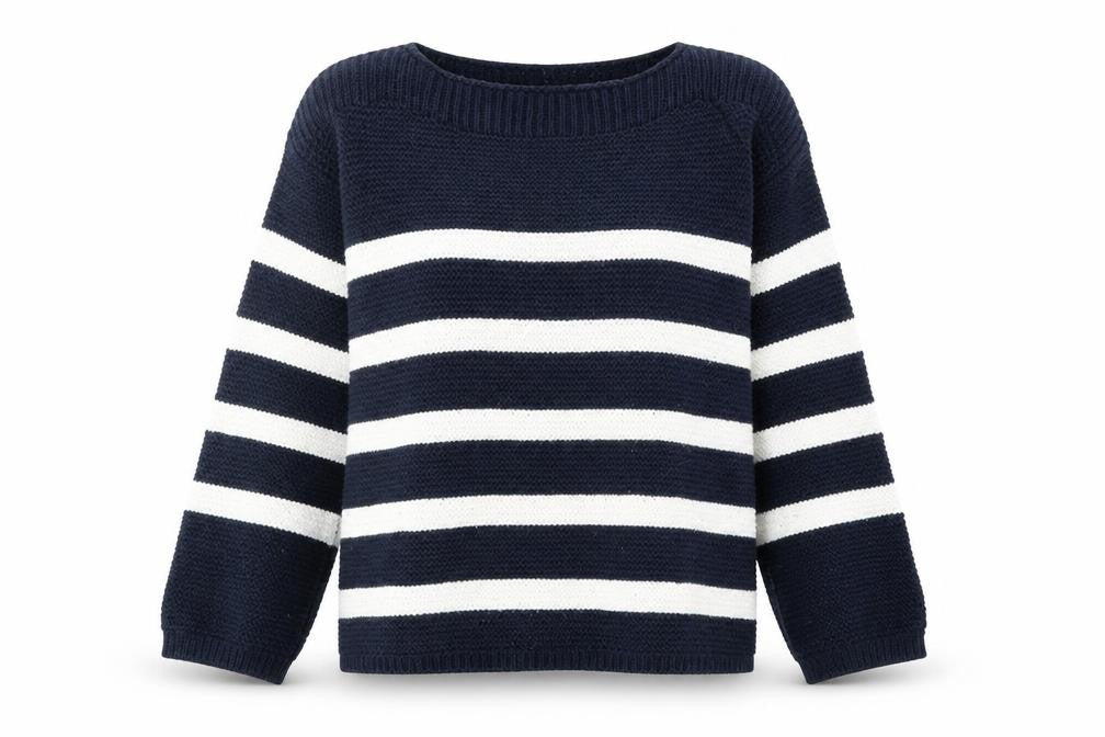 Atmosphere Womens Blue Round Neck Striped Acrylic Pullover Jumper Size 10