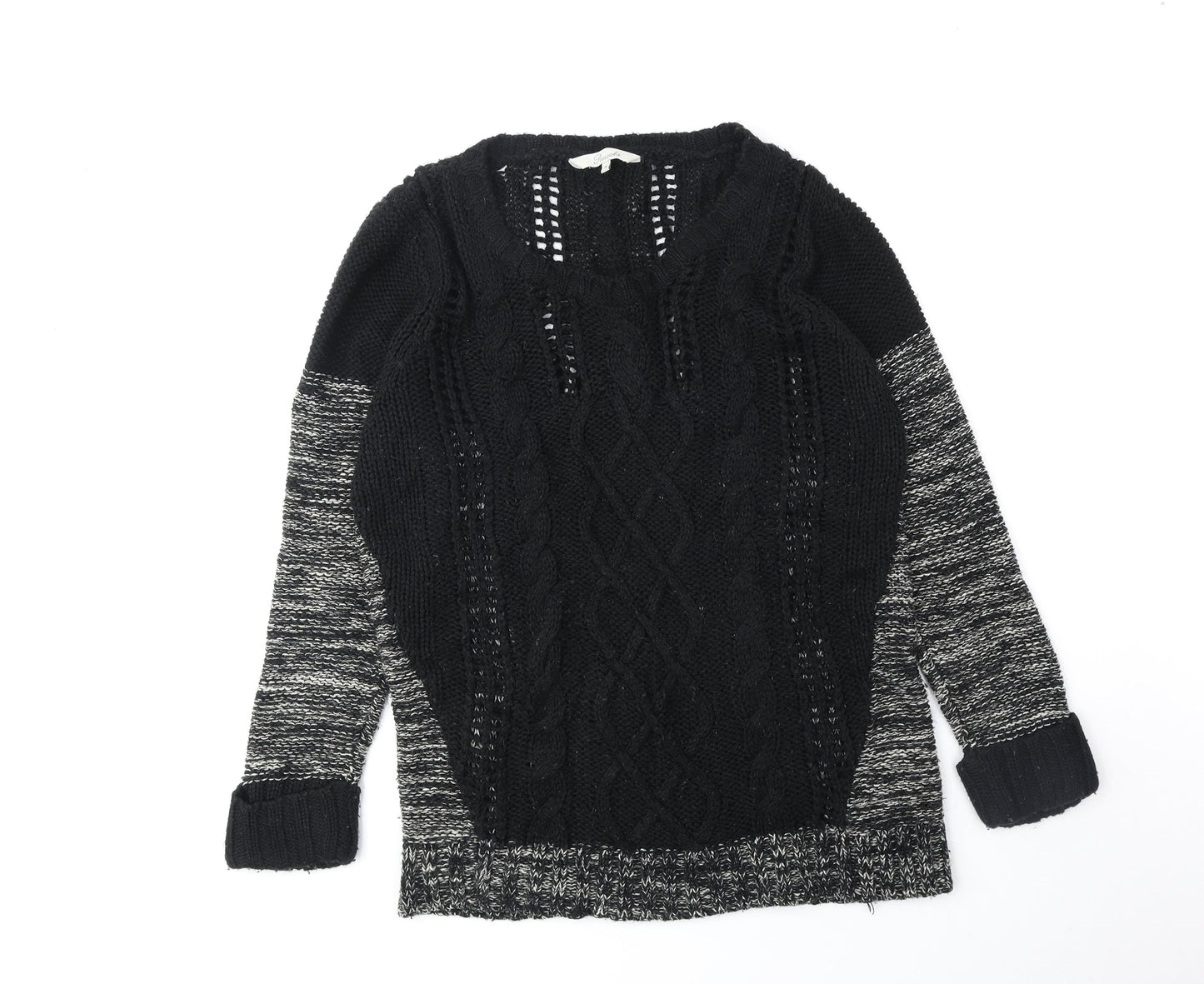 Peacocks Womens Black Scoop Neck Acrylic Pullover Jumper Size M