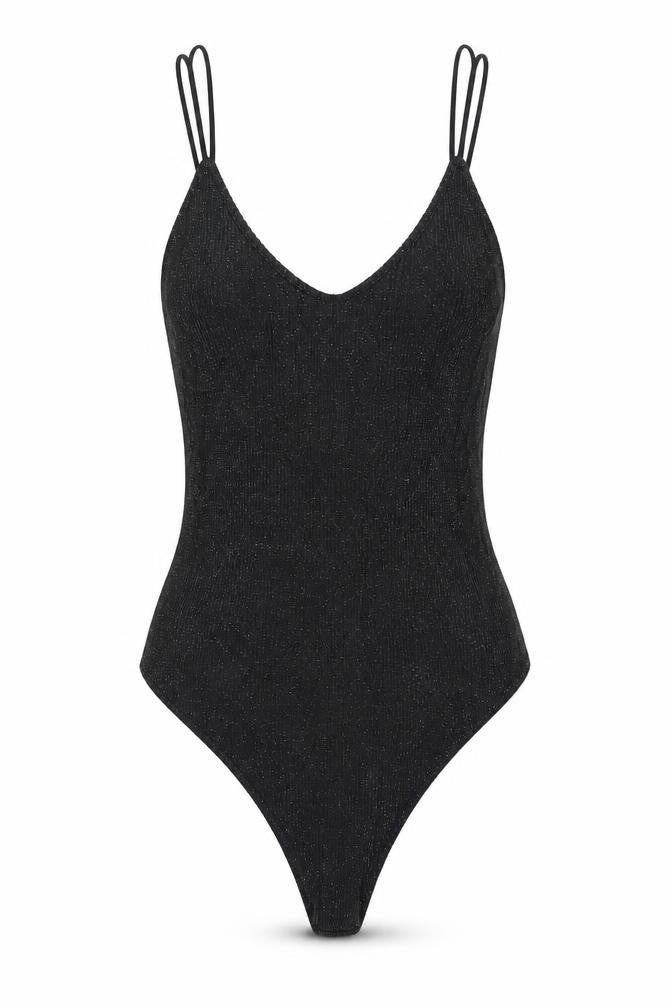 MNG Womens Black Polyester Bodysuit One-Piece Size S Snap