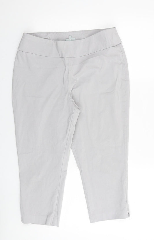 Ella J Womens Grey Polyester Cropped Trousers Size 12 L20 in Regular