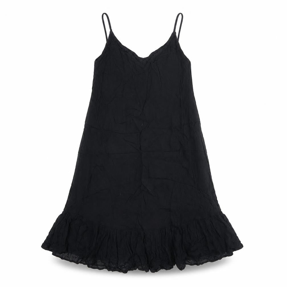 Rare Bird Womens Black Cotton Tank Dress Size 8 V-Neck Pullover