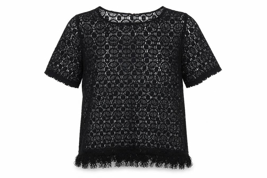 Dorothy Perkins Womens Black Geometric Polyester Basic Blouse Size M Round Neck