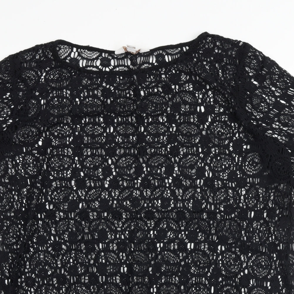 Dorothy Perkins Womens Black Geometric Polyester Basic Blouse Size M Round Neck