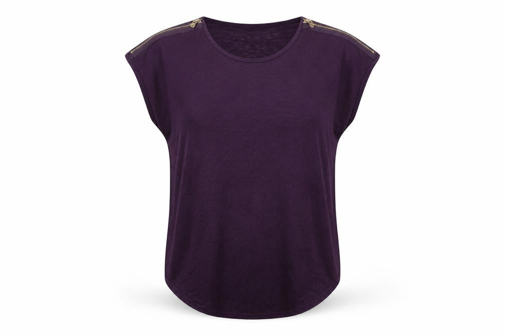 Apricot Womens Purple Viscose Basic T-Shirt Size 12 Round Neck
