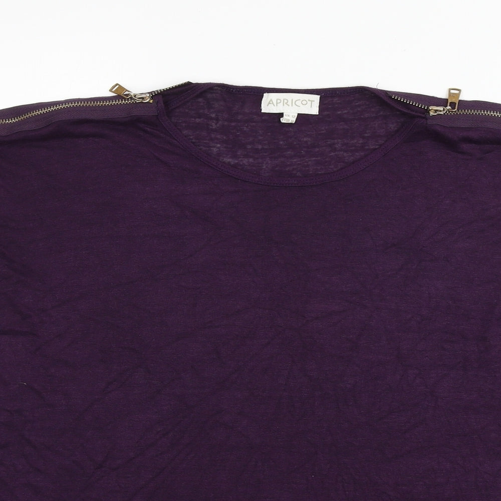 Apricot Womens Purple Viscose Basic T-Shirt Size 12 Round Neck
