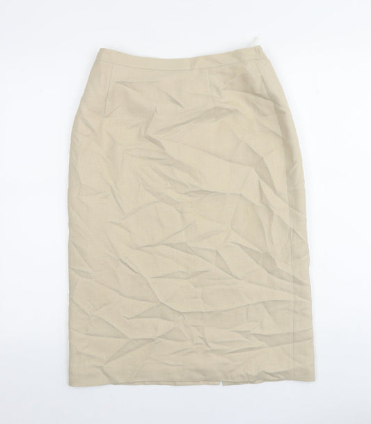 EWM Womens Beige Polyester Straight & Pencil Skirt Size 12 Zip