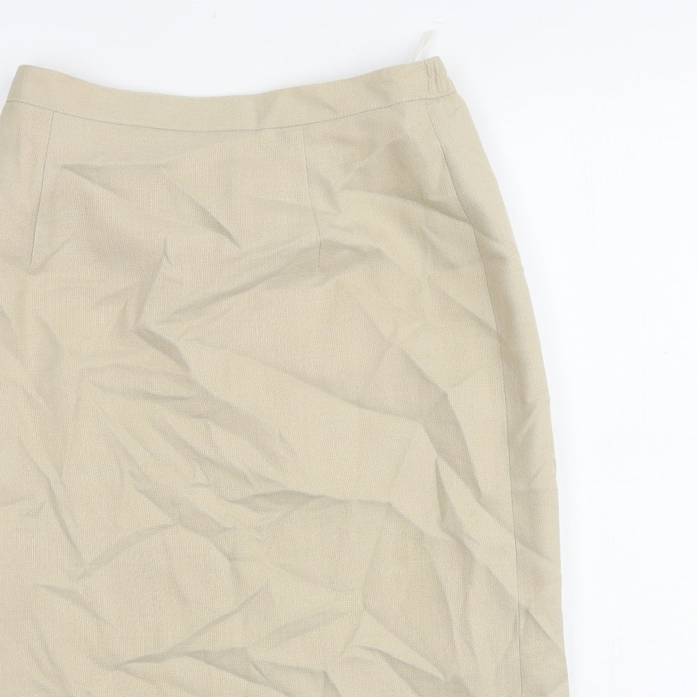 EWM Womens Beige Polyester Straight & Pencil Skirt Size 12 Zip