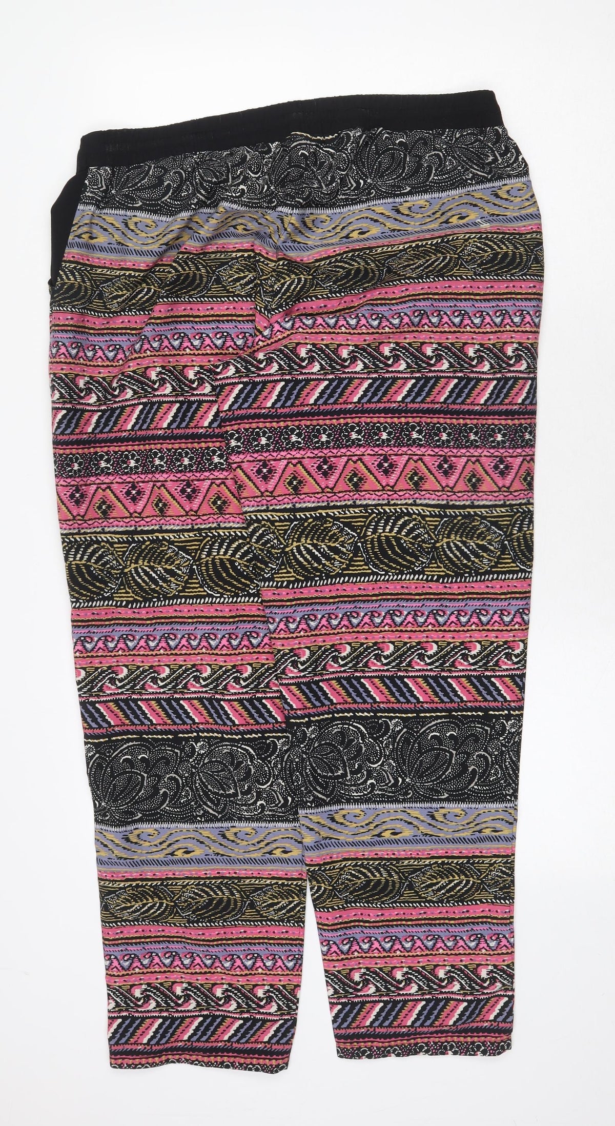 The Gud Look Womens Multicoloured Geometric Polyester Trousers Size 14 Regular Drawstring