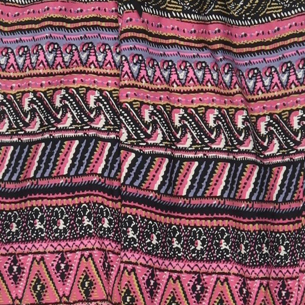 The Gud Look Womens Multicoloured Geometric Polyester Trousers Size 14 Regular Drawstring