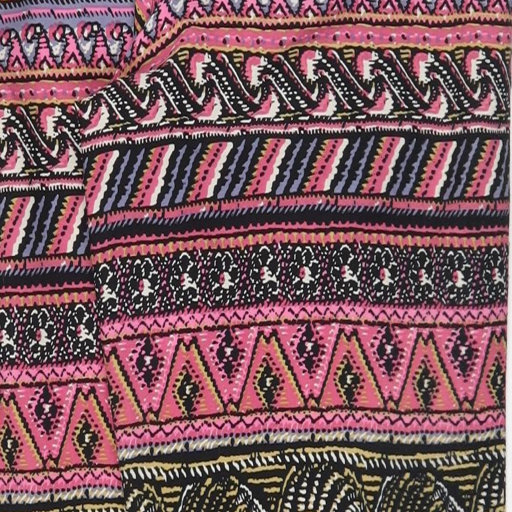 The Gud Look Womens Multicoloured Geometric Polyester Trousers Size 14 Regular Drawstring