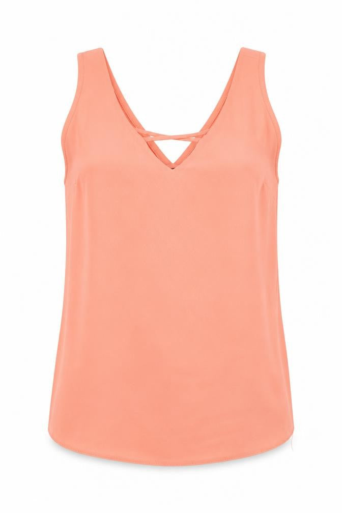 Atmosphere Womens Pink Polyester Basic Tank Size 10 V-Neck