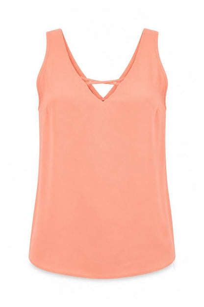 Atmosphere Womens Pink Polyester Basic Tank Size 10 V-Neck