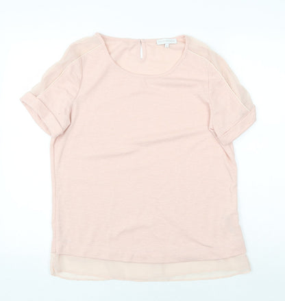 RJR.John Rocha Womens Pink Polyester Basic T-Shirt Size 12 Round Neck