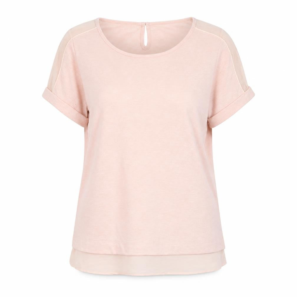 RJR.John Rocha Womens Pink Polyester Basic T-Shirt Size 12 Round Neck