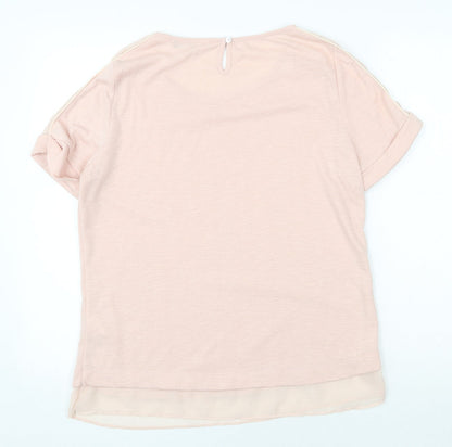 RJR.John Rocha Womens Pink Polyester Basic T-Shirt Size 12 Round Neck