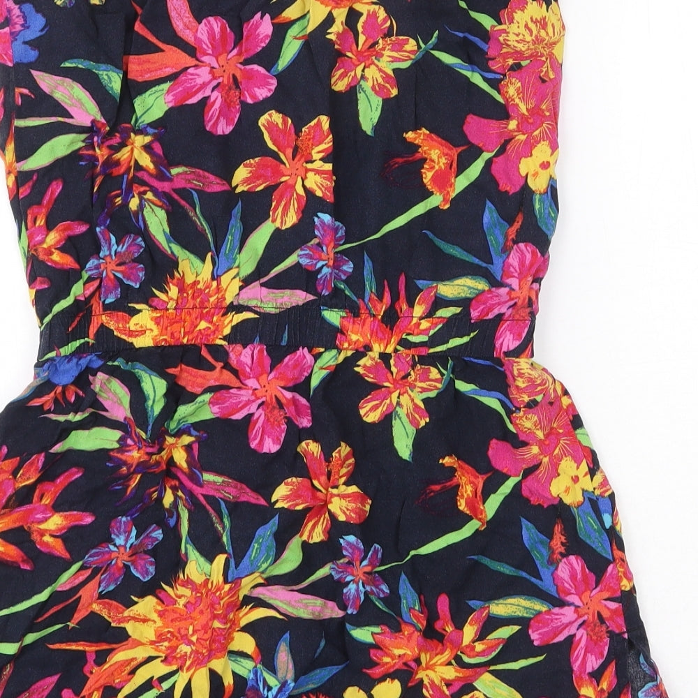 George Womens Multicoloured Floral Viscose Mini Size 10 Off the Shoulder Tie