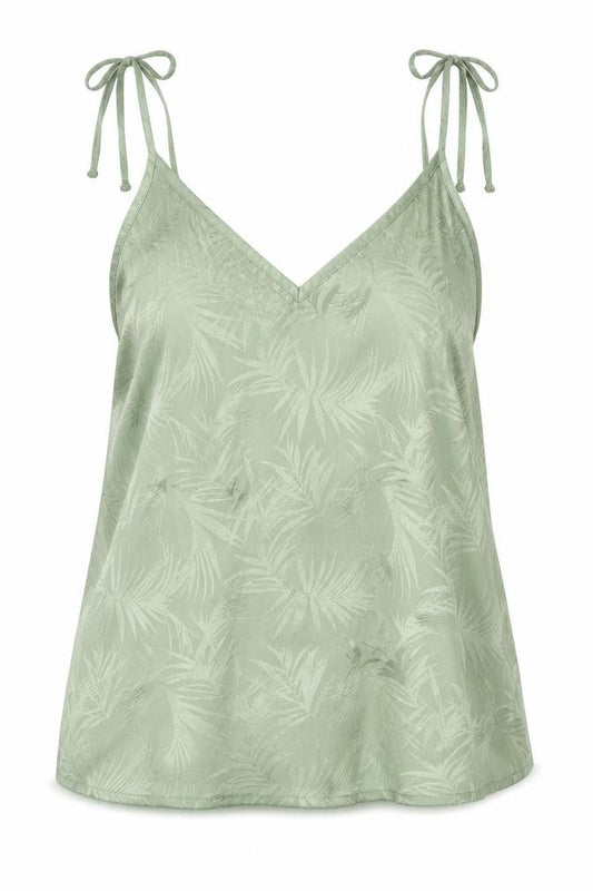 Loungable Womens Green Floral Polyester Camisole Tank Size 10 V-Neck - Leaf Print Tie Strap Detail