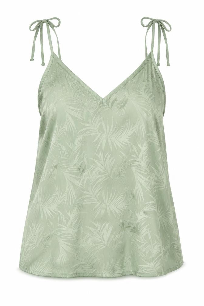 Loungable Womens Green Floral Polyester Camisole Tank Size 10 V-Neck - Leaf Print Tie Strap Detail