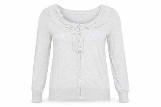 Per Una Womens Grey Scoop Neck Acrylic Cardigan Jumper Size 12