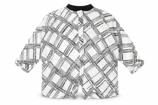 River Island Womens White Plaid Polyester Basic Blouse Size 10 Round Neck