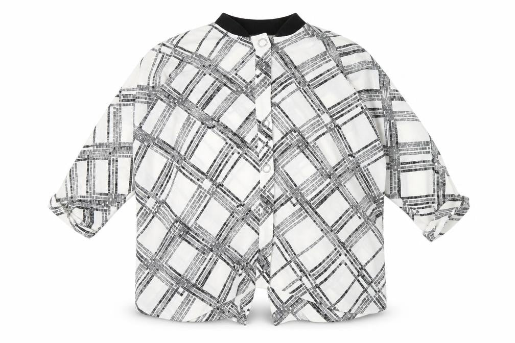 River Island Womens White Plaid Polyester Basic Blouse Size 10 Round Neck