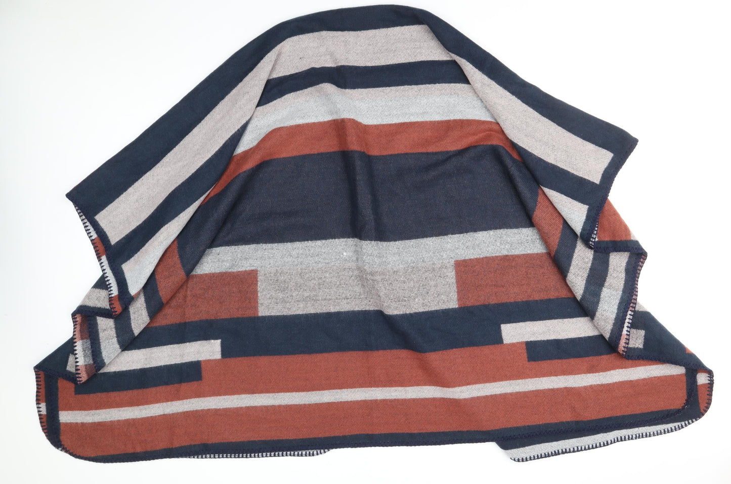 Preworn Womens Multicoloured V-Neck Striped Acrylic Cape Jumper One Size