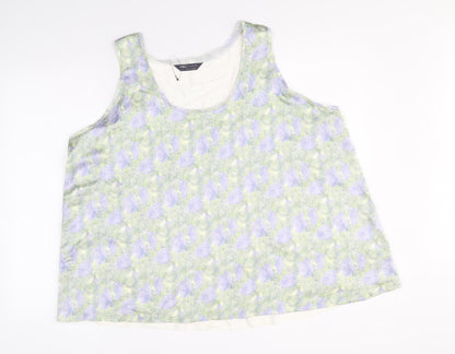Marks & Spencer Womens Multicoloured Geometric Polyester Basic Tank Size 24 Scoop Neck
