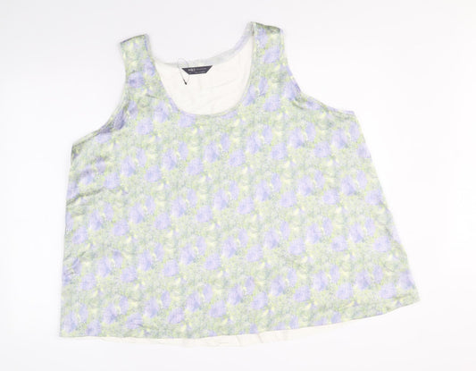 Marks and Spencer Womens Multicoloured Geometric Polyester Basic Tank Size 24 Scoop Neck