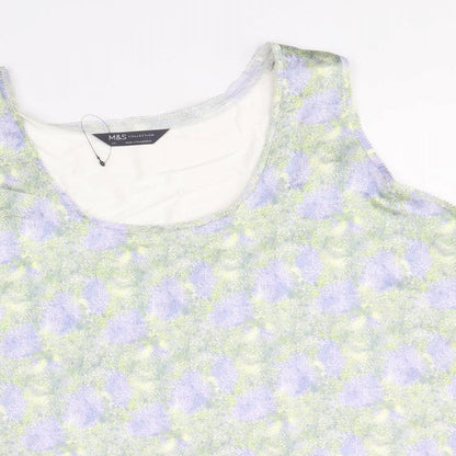 Marks & Spencer Womens Multicoloured Geometric Polyester Basic Tank Size 24 Scoop Neck