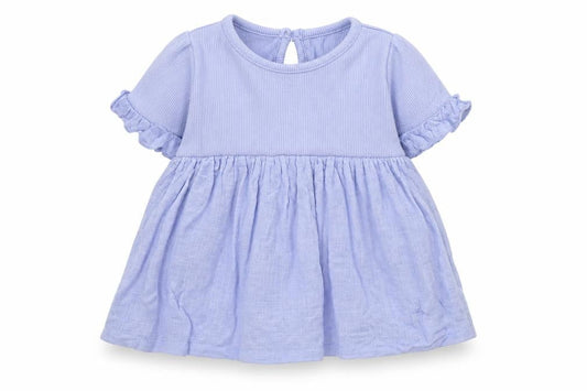 George Girls Blue Cotton Skater Dress Size 0-3 Months Round Neck Button
