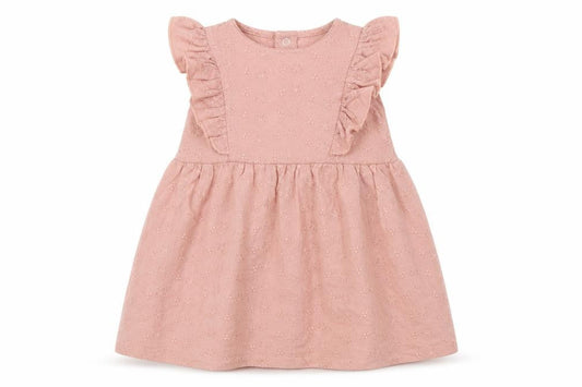 HEMA Girls Pink Floral Cotton Shift Size 9-12 Months Round Neck Snap