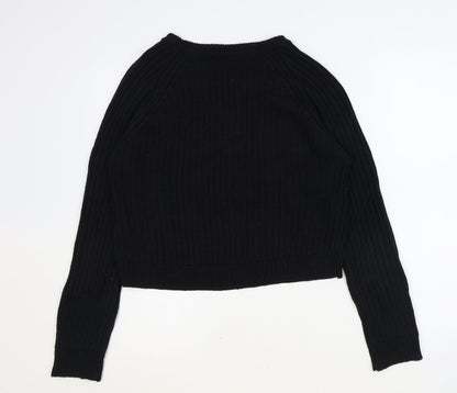 Select Womens Black Round Neck Acrylic Pullover Jumper Size 14
