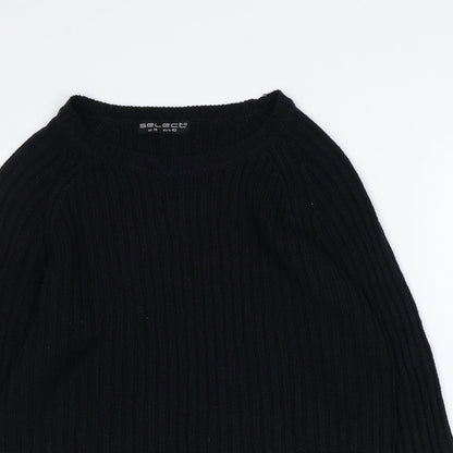 Select Womens Black Round Neck Acrylic Pullover Jumper Size 14