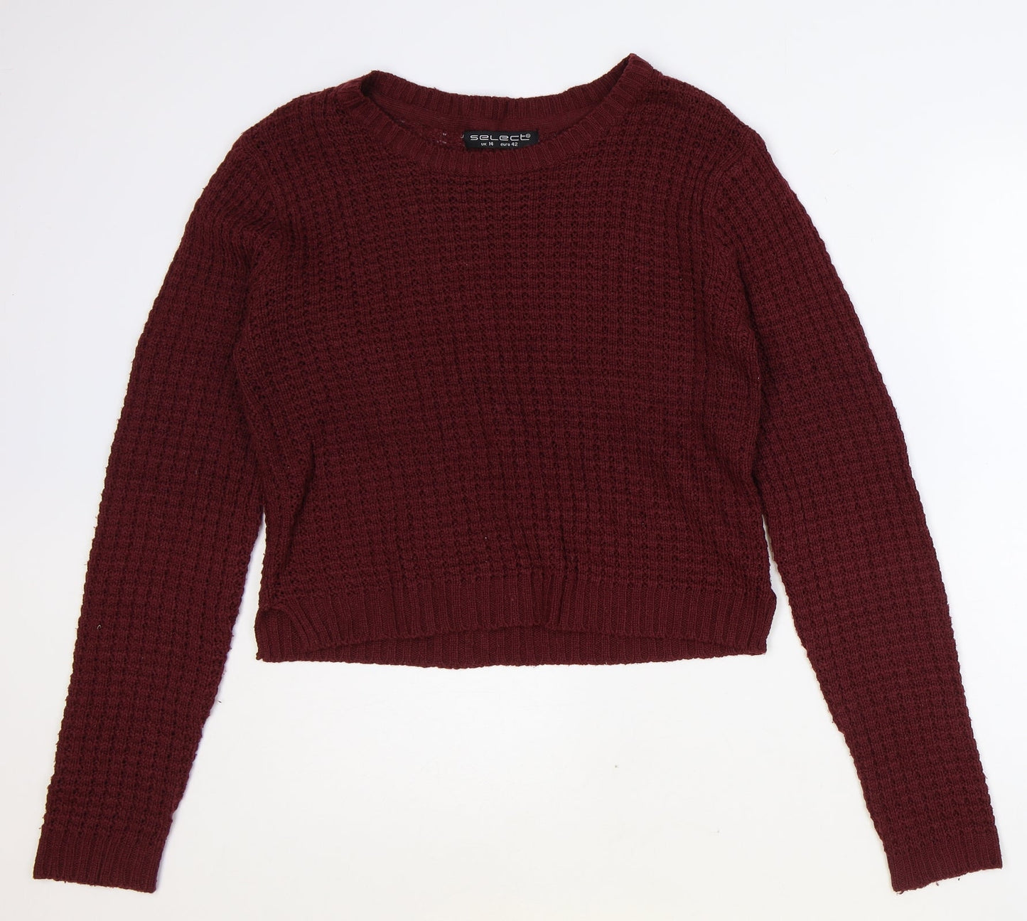 Select Womens Red Roll Neck Acrylic Pullover Jumper Size 14