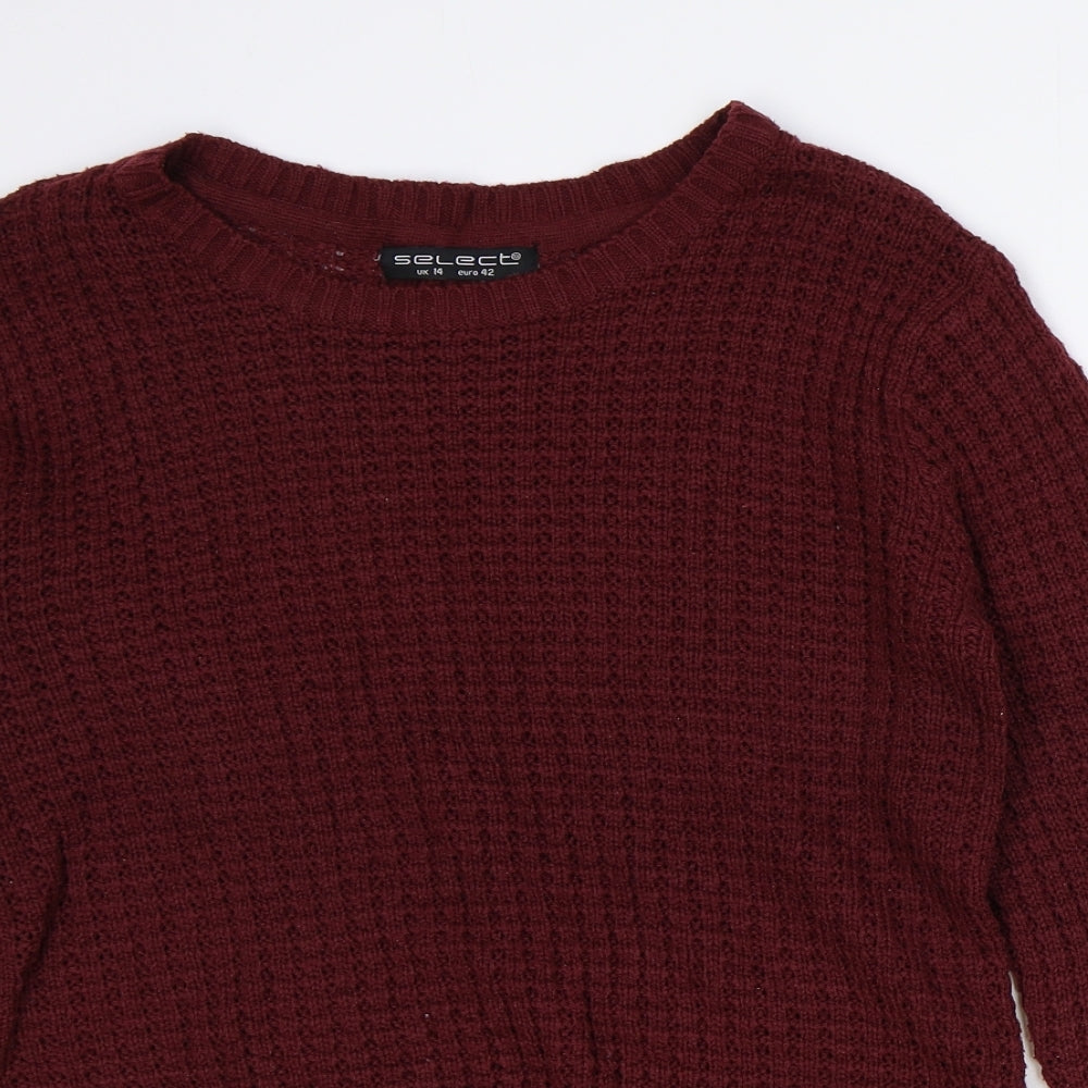 Select Womens Red Roll Neck Acrylic Pullover Jumper Size 14